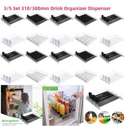 3/5Set Drink Organizer Dispenser Adjustable Width Can Shelf Pusher Glide Spring Push Beverage Pusher Shelf Kitchen Fridge