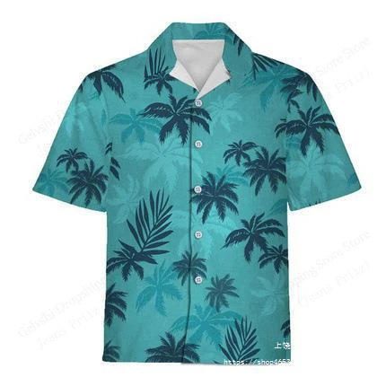 2025 New Summer Hawaiian Shirt Plam Tree Pattern 3d Print Shirt Men Women Fashion Plus Size Short Sleeve Beach Shirts Blouse 6xl