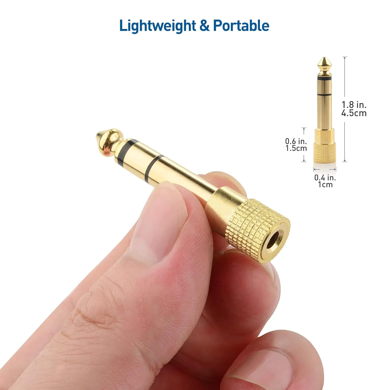 كابل يهم 5 عبوات 1/4 إلى 1/8 محول سماعة الرأس، 6.35 ملم ذكر إلى 3.5 ملم أنثى محول ستيريو مطلي بالذهب لسماعات الرأس