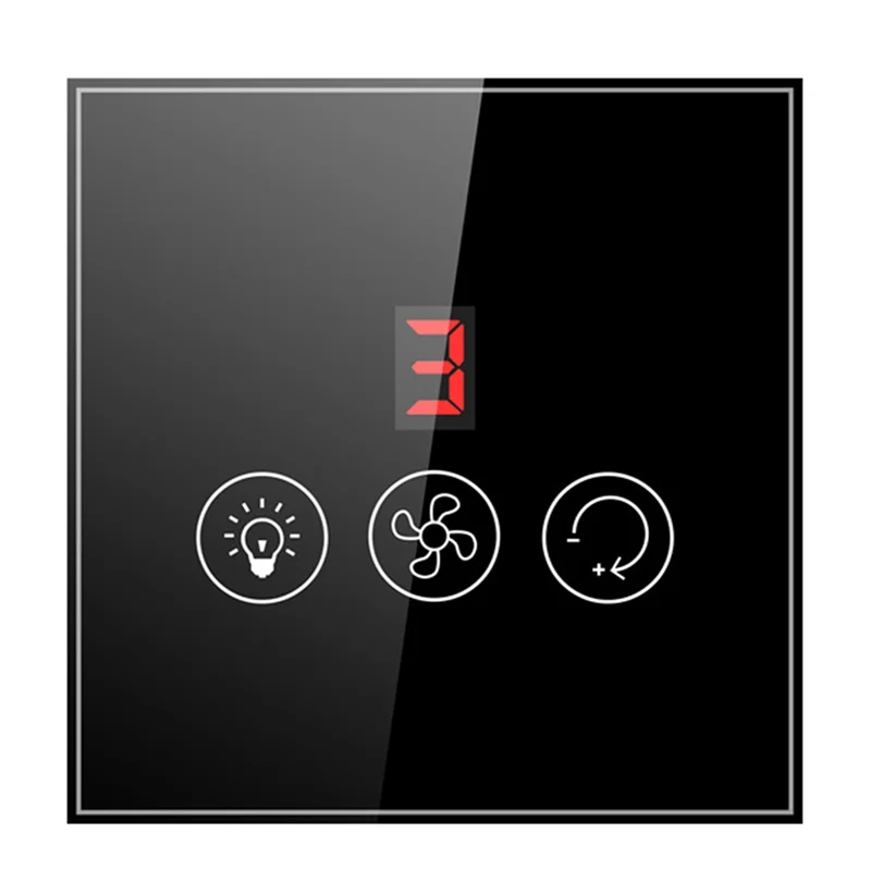 

ABUF-Smart Switch Tuya Smart Switch Ceiling Fan Lamp Alexa Google Home Remote APP Control Control Speed Works Black EU Plug