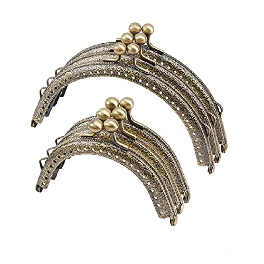 

6 x 2 Size Bag Clasps Purse Frame Metal Wallet Frame Hook for DIY Handbags Sewing Craft Antique Bronze 8.7 12.7 cm