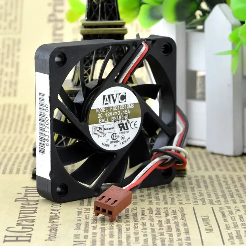 for AVC 6010 12V 0.15A 6CM/cm Dual Ball 3-Wire CPU Chassis Fan F6010B12MS