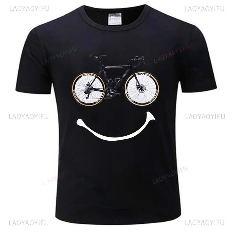 Smiling Bicycle Black Tshirt Cycling LOVE Bicycle Athletic Sports Bike Race Bicycle Mens T-Shirt Funny new arrival Summer TeeTop