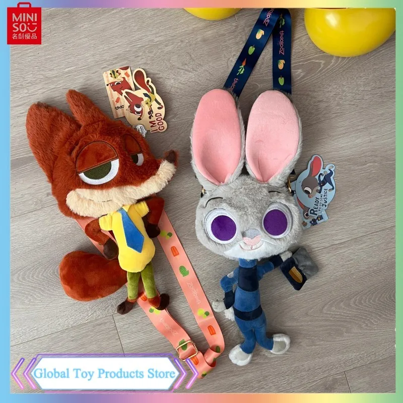 

Miniso Disney Crossbody Bag Zootopia Series Judy And Nick Cartoon Peripheral Doll Children Kawaii Soft Plush Storage Bag Gift