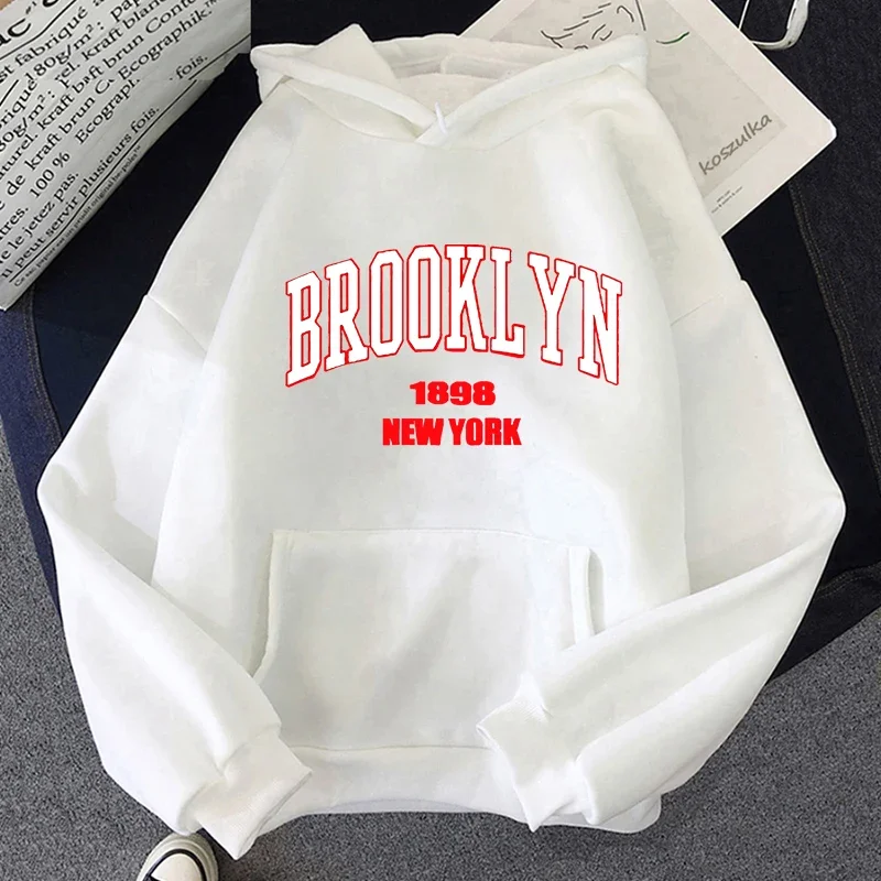 Men's and women's hooded In 1898 Brooklyn New York Sweatshirt Letter Unisex Fashion Casual Vintage Autumn Winter Streetwear Tops