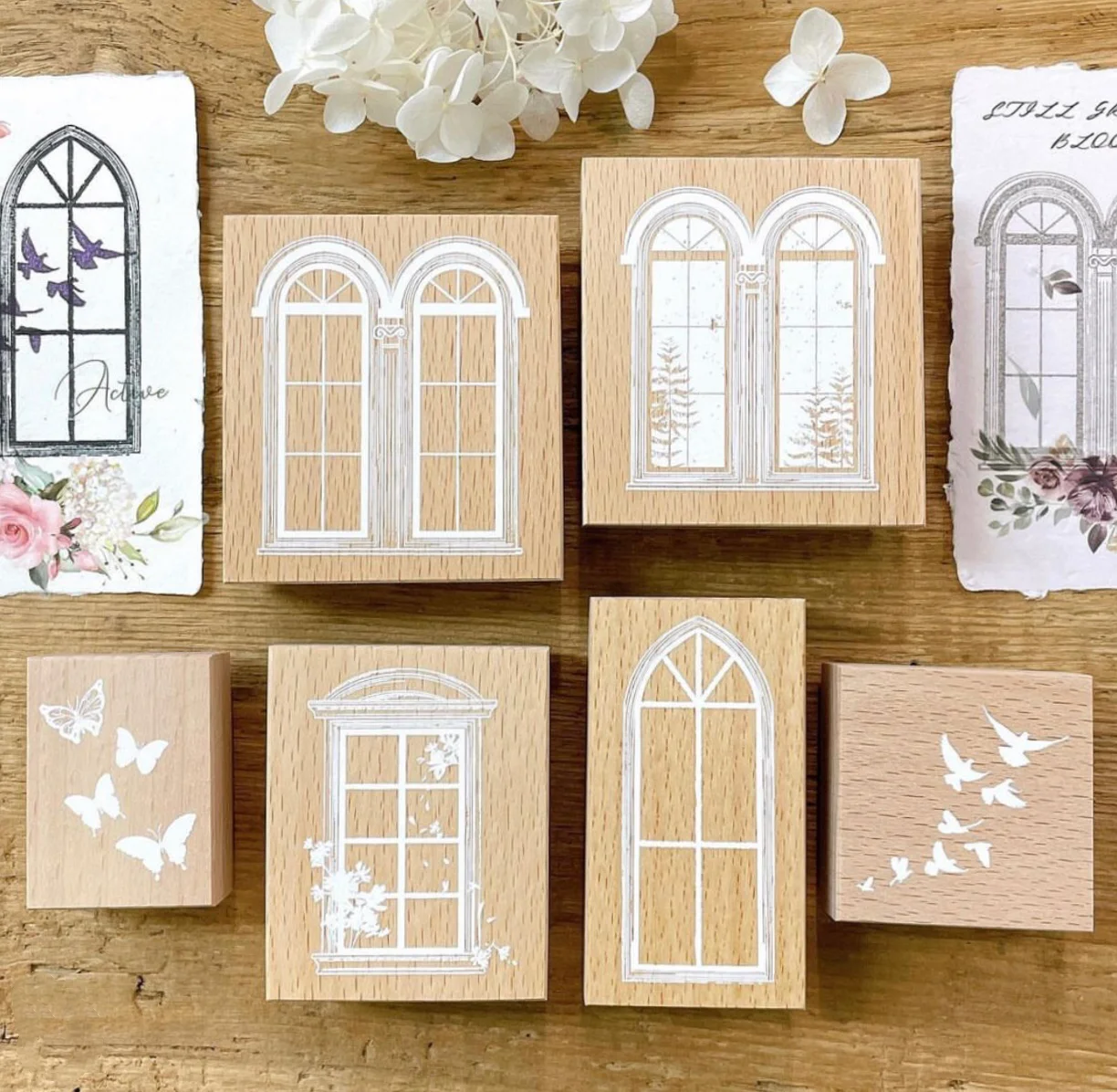JP Vintage seria okien motyl drewniana pieczątka dla Album na zdjęcia DIY do scrapbookingu tworzenie kartek