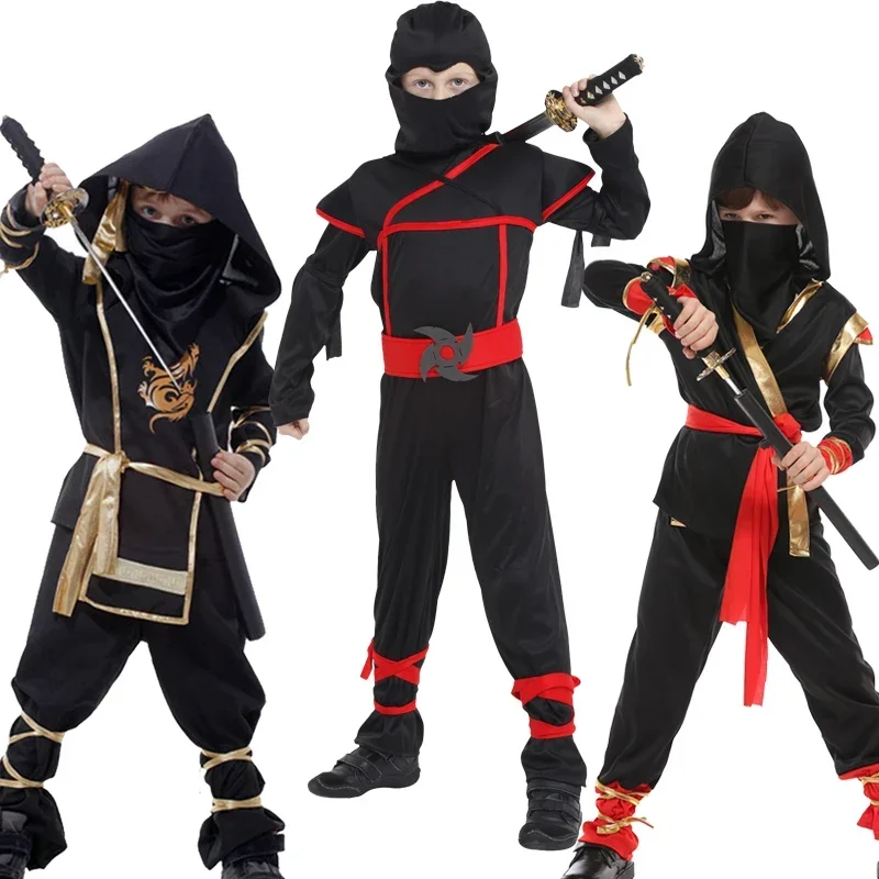 

Kids Dragon Ninja Cosplay Costume Japanese Samurai Carnival Party Fancy Dress Up Warrior Role Playing Suit No Weapon