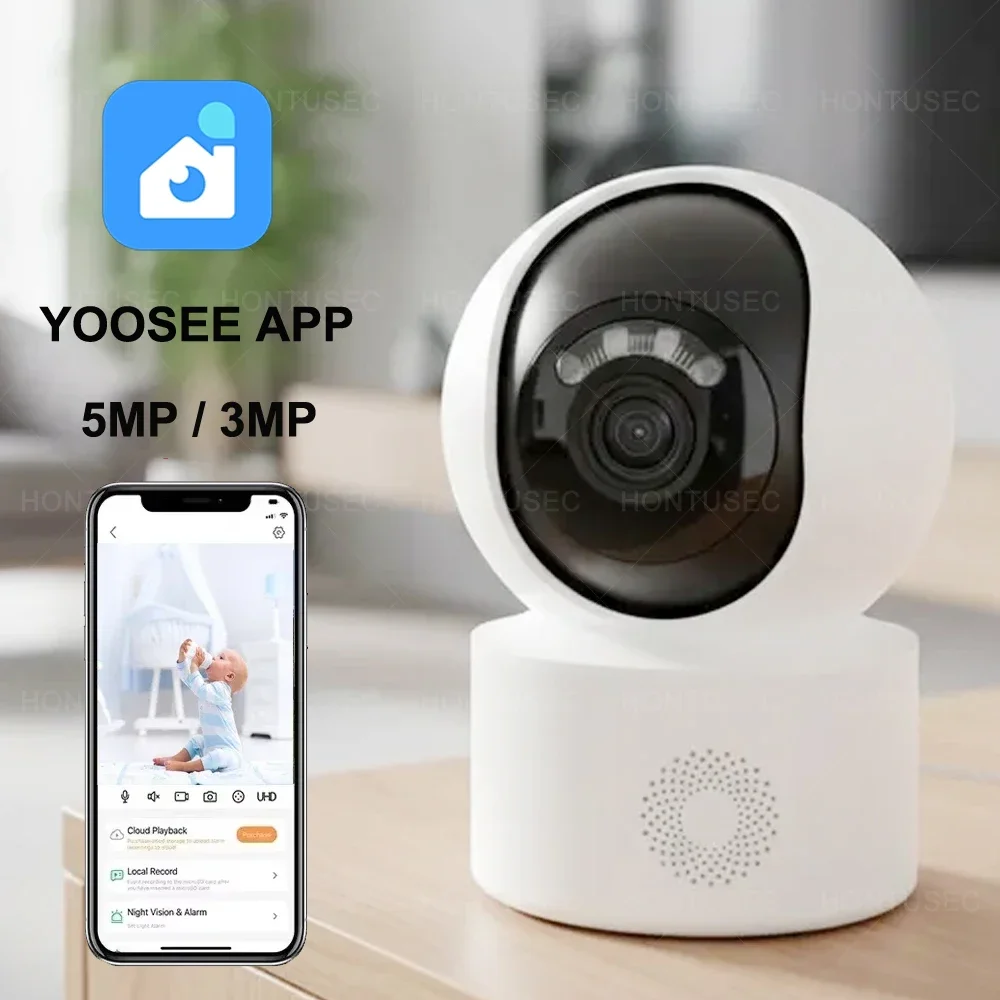 Yoosee 5MP WiFi Indoor PTZ Mini IP Camera 3MP Baby Monitor Color Night Vision Two Way Audio Auto Tracking Surveillance Cameras