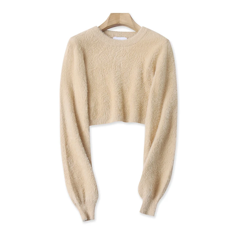 

Faionable ort Sve Long Sve round Ne Pullover Slim Fit Water Rabbit Velvet Sweater Осень Зима Новое поступление для женщин...