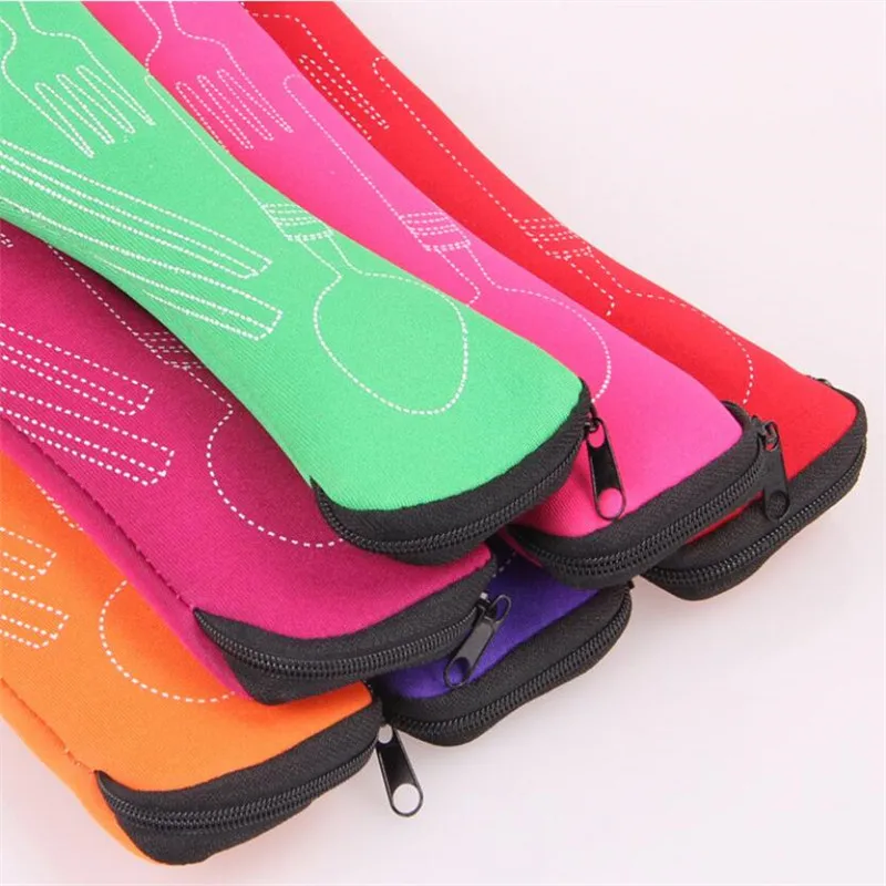 المحمولة أدوات المائدة حقيبة أدوات المائدة حقيبة عشاء مجموعة السفر صندوق تخزين وتعبئة أواني الطعام نزهة شوكة ملعقة حقيبة #3