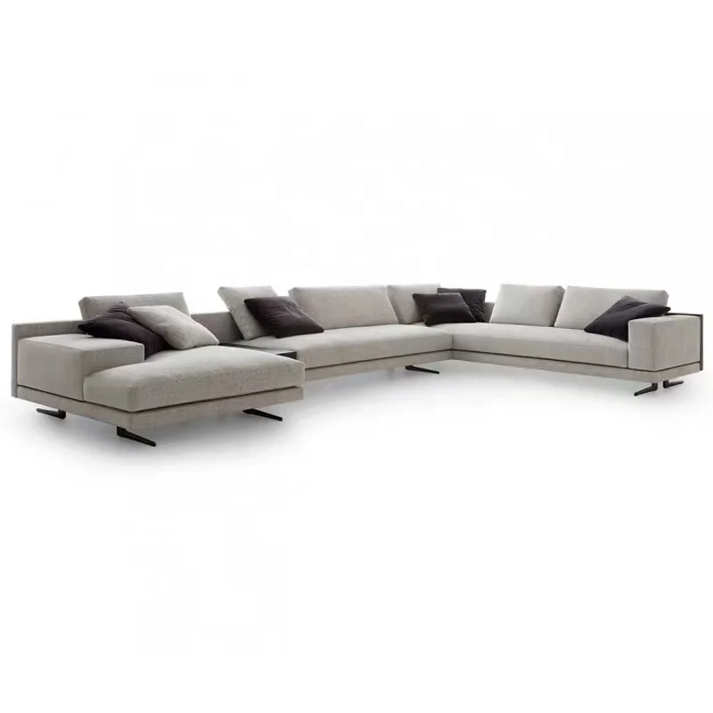 Italian Minimalist Large Size Living Room Sofa Couch Linen Fabric Module Sectional Customized Sofa Set