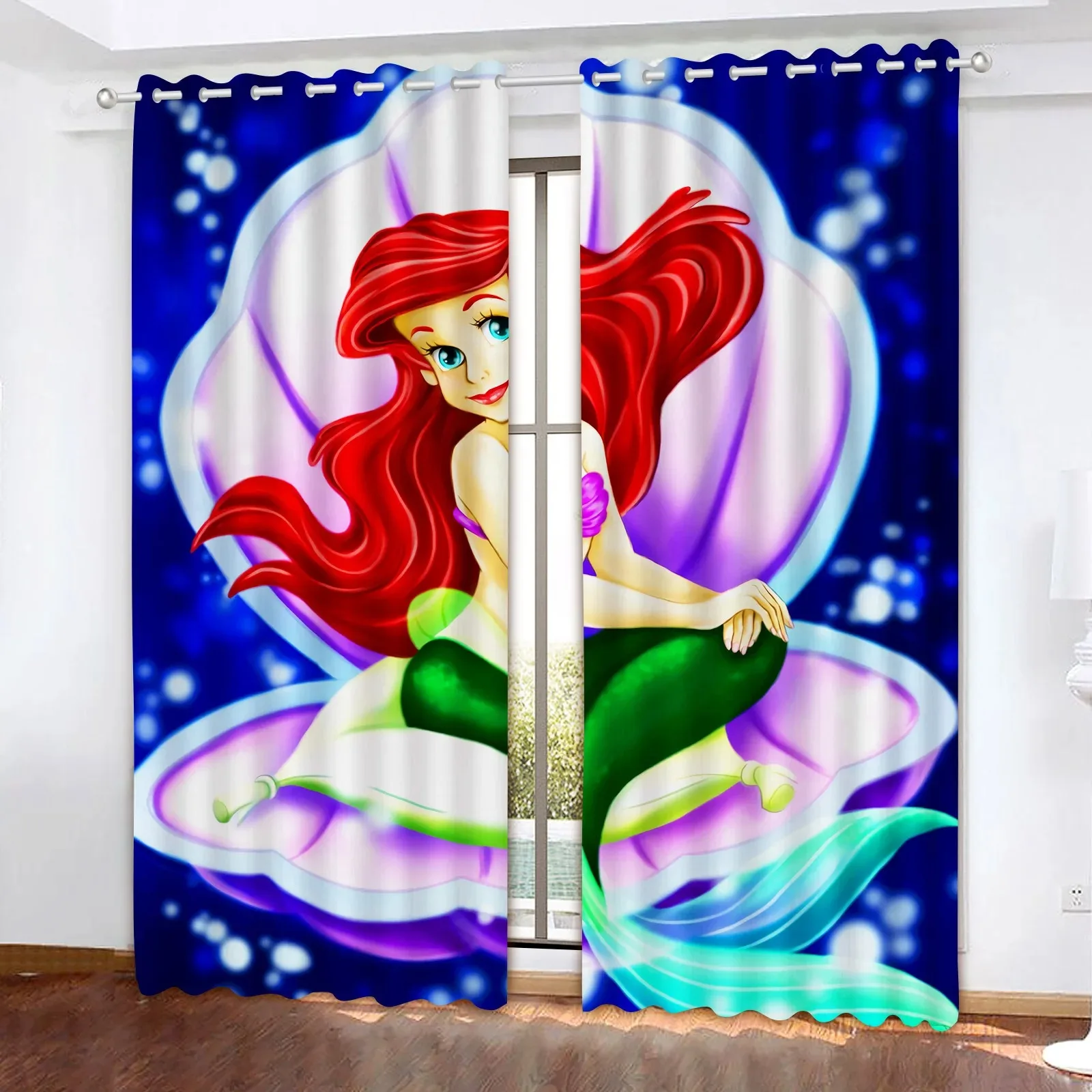 

Disney Little Mermaid living room bedroom curtains, high blackout curtains, home decor accessories, children's gifts, set of two