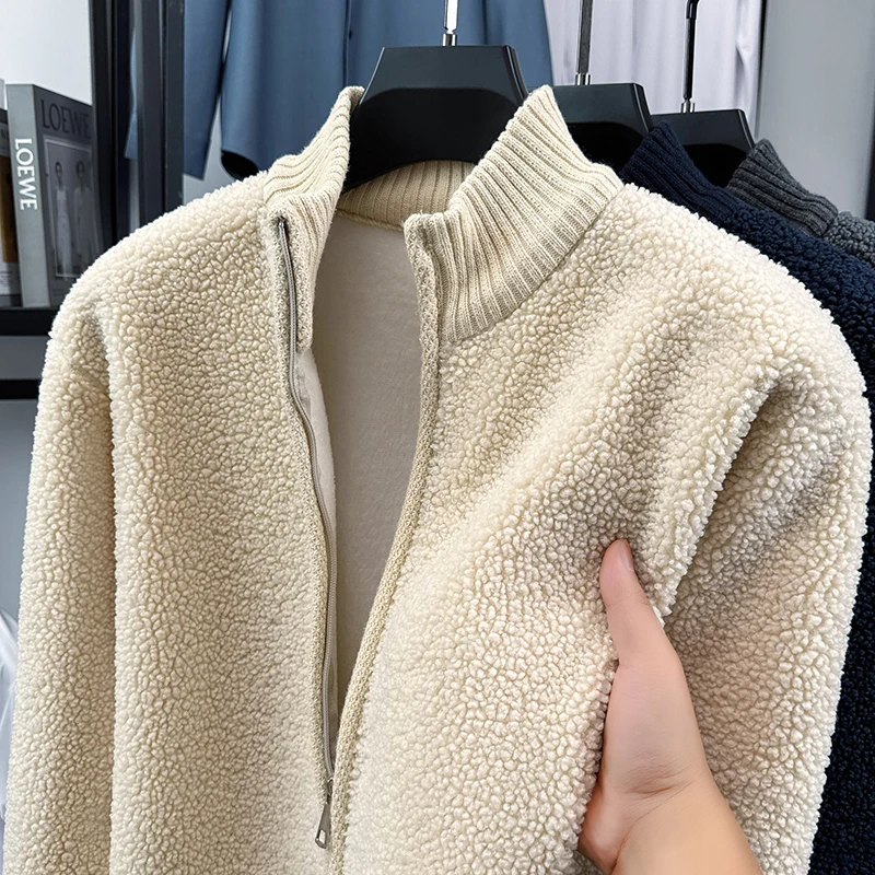 

Mens Knit Cardigan Round Collar Zipper Front Solid Color Long Sleeve Casual Autumn Loungewear Warm Sweater Knit Cardigan