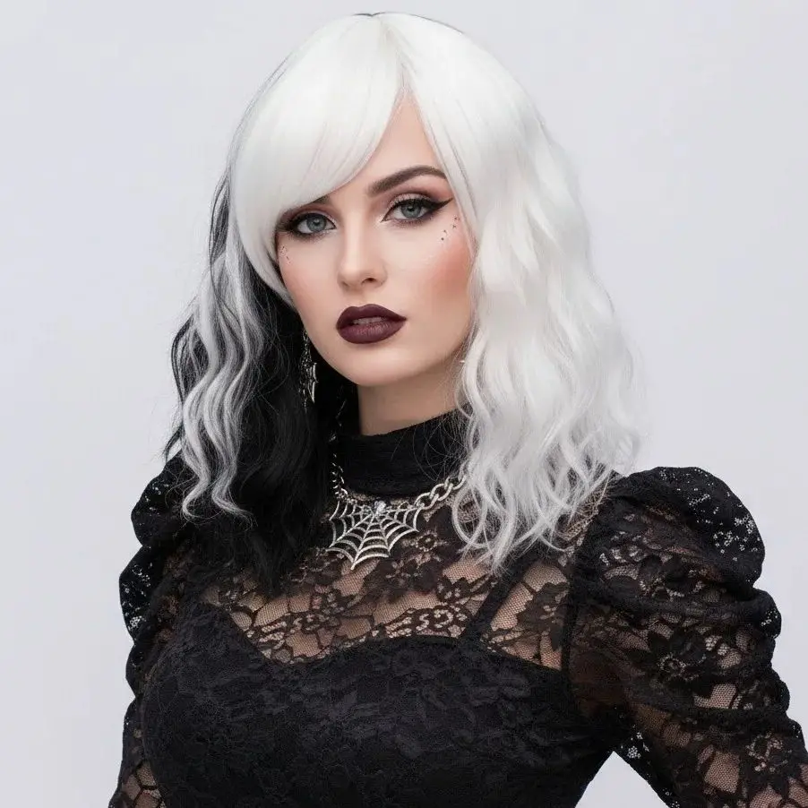 MSIWIGS Synthetic Hair Short Curly Mixed Rainbow Color Fake Hair Purple Blue With Blonde Red Highlight Bob Wig Ladies