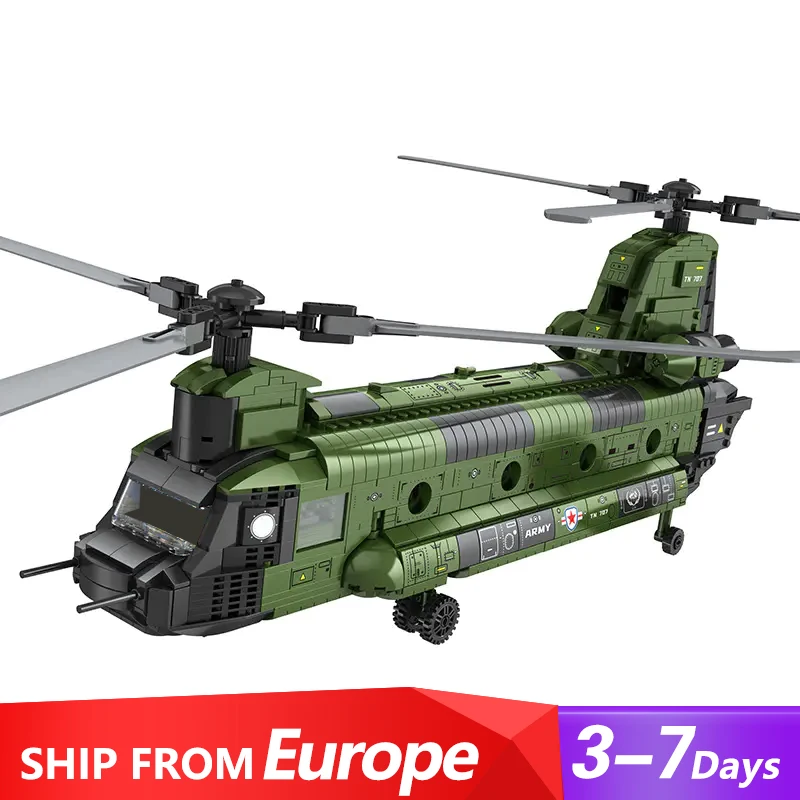 Military WW2 CH-47 Transport Helicopter Chinook Airplane Building Block Model,Aviation RB33031 1622pcs For Children Gift Set