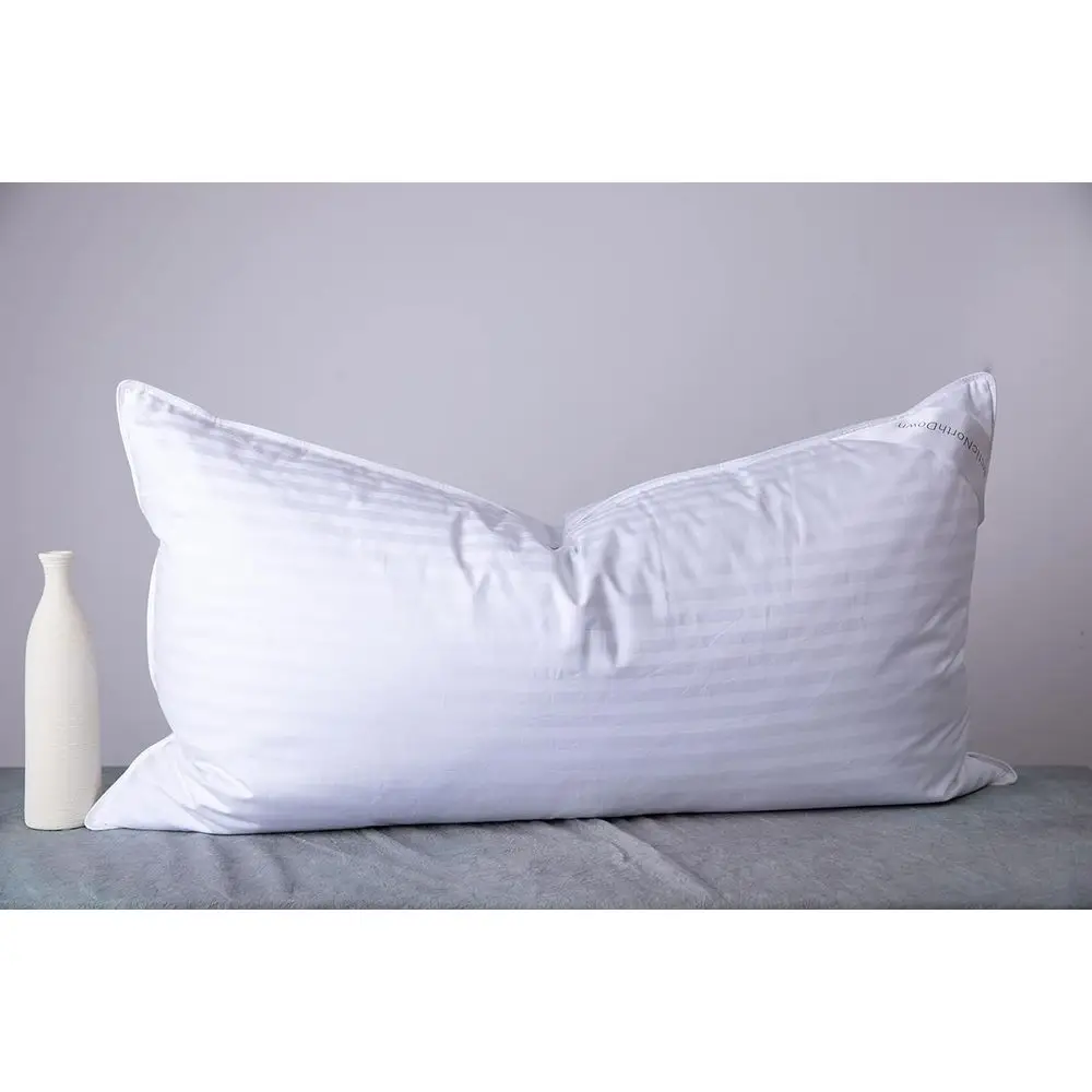 

King Size Goose Down eather Hotel Collection Bed Pillows or Sleng One Pillow or Back, Stoh or Side Sleepers Stripe White Color