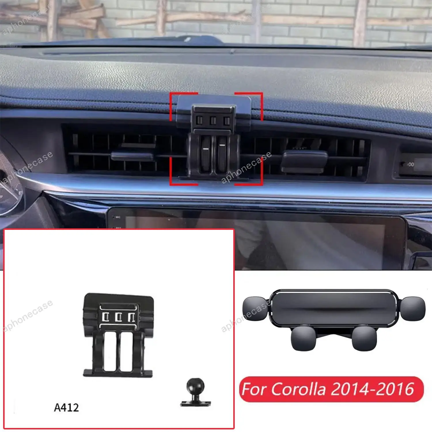 

Car Phone Holder Base Special Mounts For Toyota Corolla 2014-2016 Fixed Air Outlet Bracket Base Accessories With Ball Head 17mm