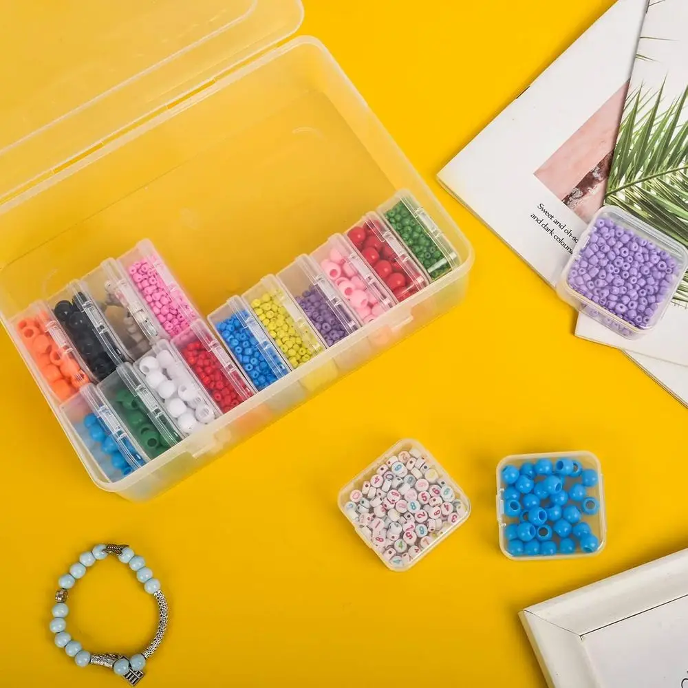 Bead Organizer Box, 30pcs Small Clear Plastic Storage Containers, Hinged Lid and Labels, Mini Boxes for Bracelets, Jewelry, Diam