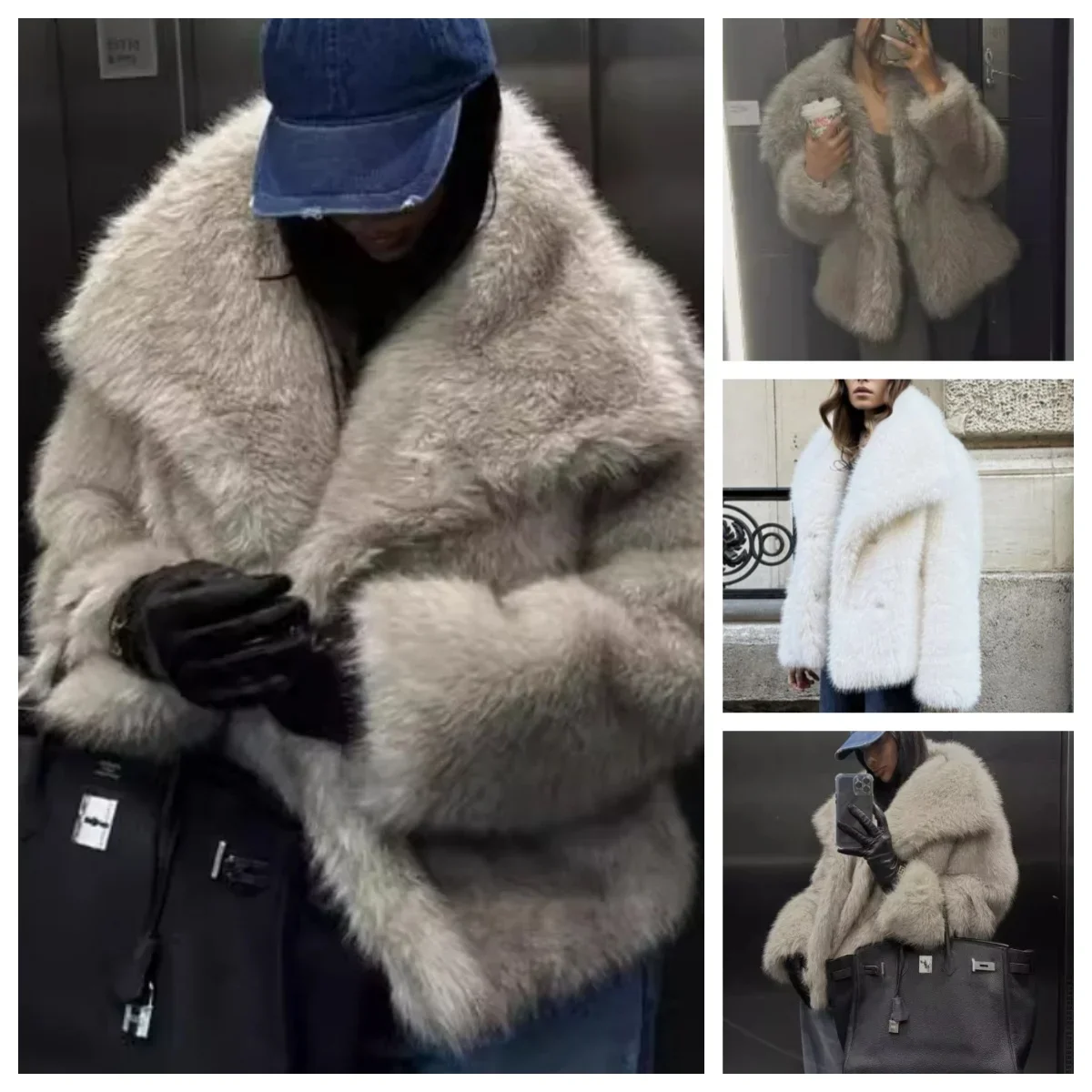 

Faux Fur Coat Plush Fluffy Women's Jacket Woman Autumn Winter New in Outerwears Wool Blends Coats