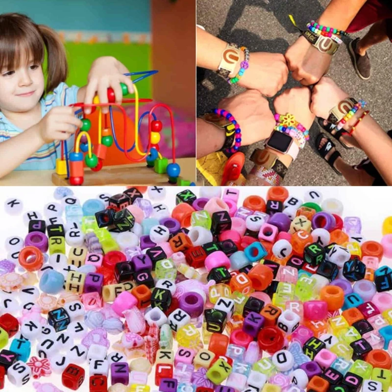 Beads Clearly Letters for Pony Beads with Storage Box for Children