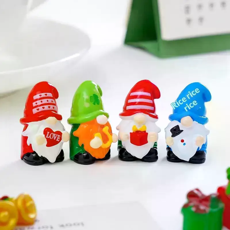 5pcs Multicolor Mini Gnome Figurines Resin Micro Landscape Garden Elf Painted Home Decoration Desktop Easter Decora