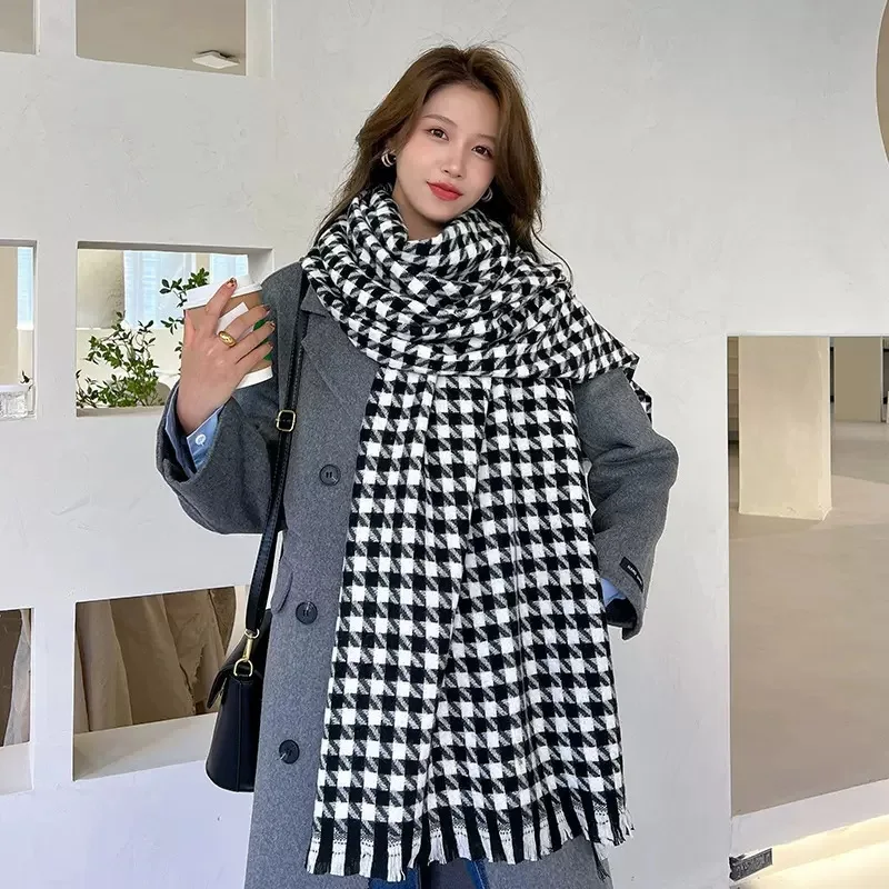 وشاح نسائي للخريف/الشتاء جو كوري بلون سادة ألف طائر شيميرا دي وشاح تقليد الكشمير #2