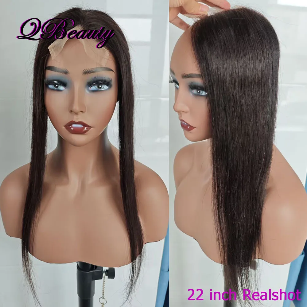 شعر بشري 5*5 دانتيل إغلاق دانتيل شفاف منتفخ مسبقًا جزء مجاني 22 بوصة شعر هندي طبيعي أسود حريري مستقيم QBeauty