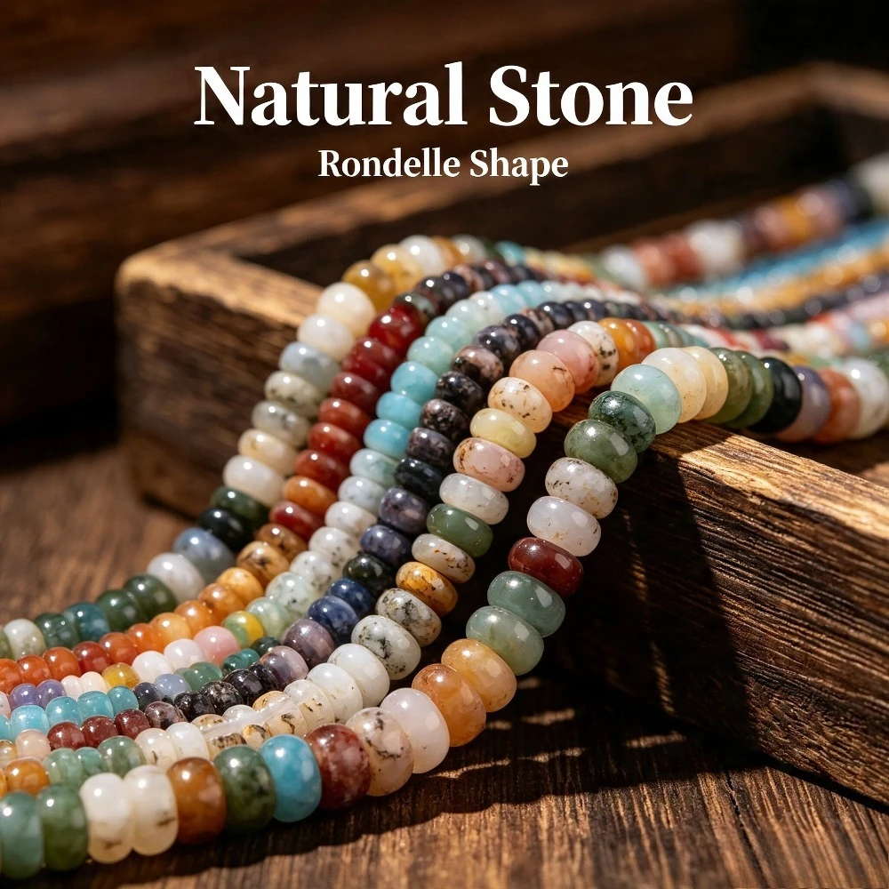 4*2mm Naturstein-Rondellperlen Achat Quarz Jaspis Lose Abakusperlen für Schmuckherstellung DIY Armband Halskette Zubehör 15" – Detail 4
