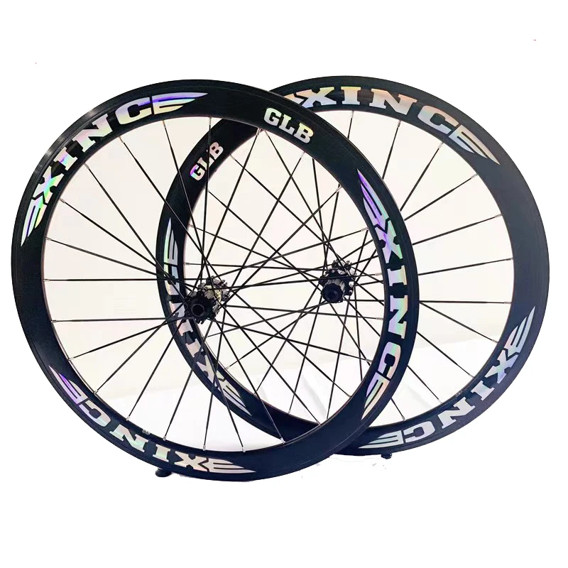 

700C ROAD BIKE WHEELSET HIGH FRAME 50MM COLORFUL LOGO XINC DIRECT-PULL BEARING DISC BRAKE BARREL AXLE WHEELSET