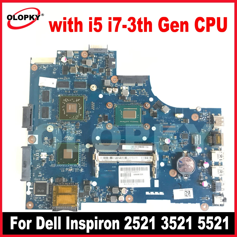 VAW01 LA-9101P LA-9104P for Dell Inspiron 2521 3521 5521 laptop motherboard with i3 i5 i7-3th Gen CPU HD8730M HD7670M GPU Tested