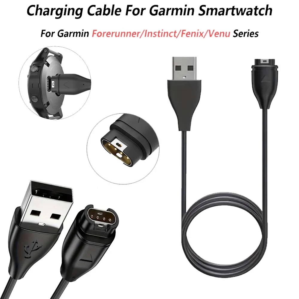 Charging Cable with USB for Garmin Fenix Models 7, 6, And 5, As Well As Vivoactive 3, Forerunner 945, 935, 245, And Instinct 2