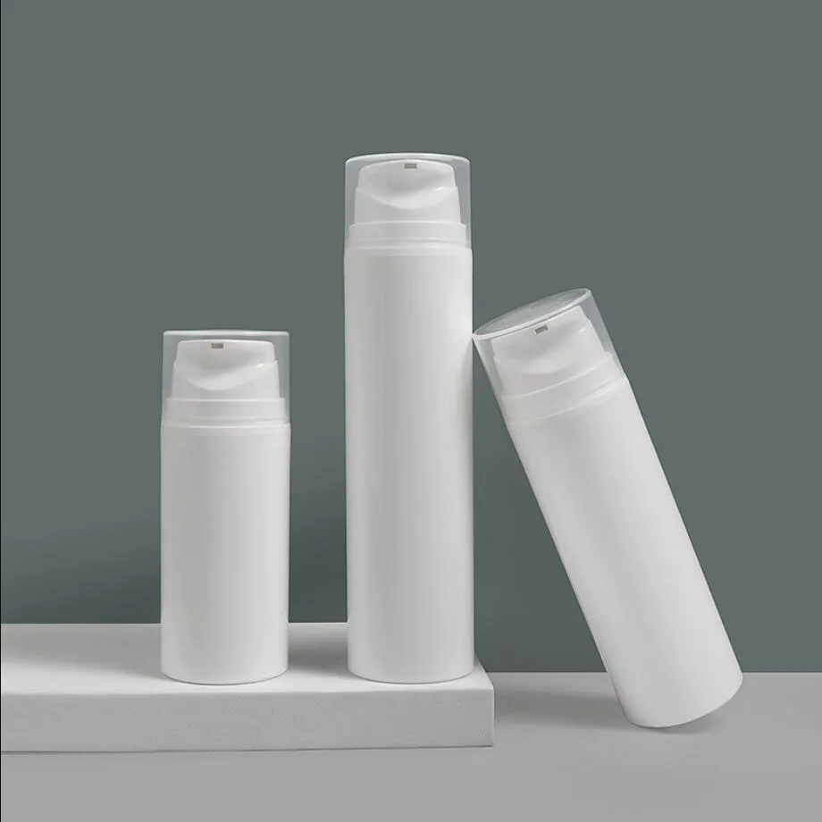 200ML white plastic airless bottle  white/clear lid for lotion/emulsion/serum/foundation/anti-UV sunscreen cream