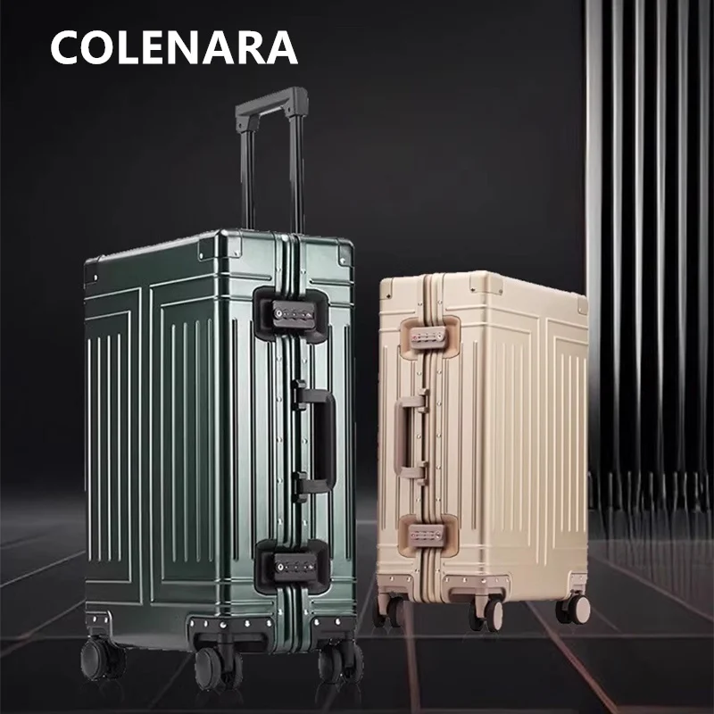 COLENARA Men's Suitcase Full Aluminum Magnesium Alloy Boarding Box Large Capacity Trolley Case 20
