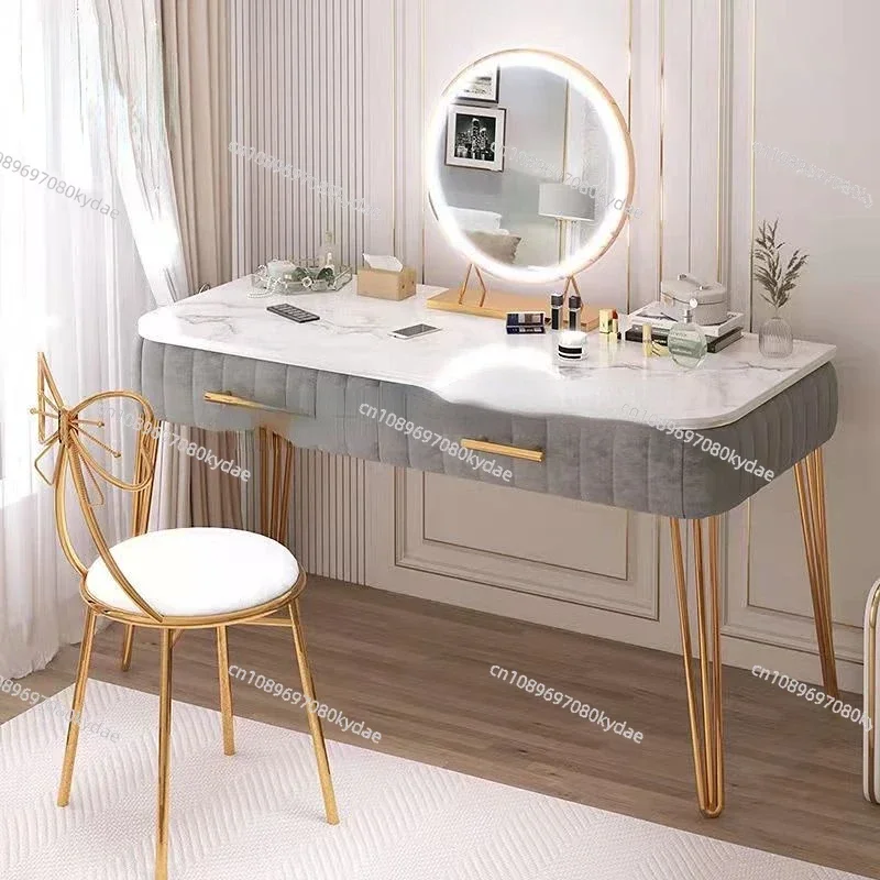 ForLight Luxury Minimalist Makeup Table Bedroom Dressing Table LED Light Mirror Jewelry Makeup Organizer Modern Indoor Furniture