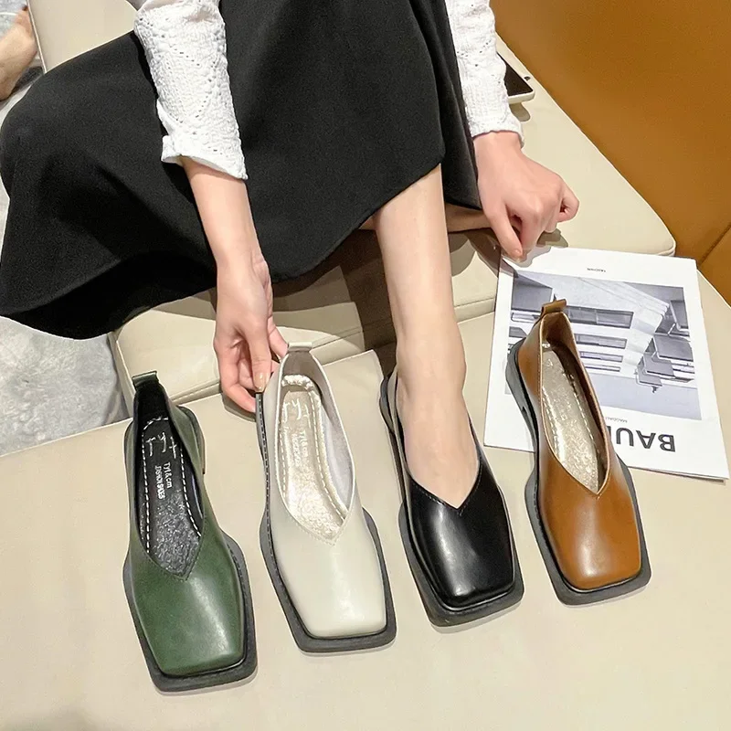 Frühling neue Mary Jane Damenschuhe Retro Square toe flache Mode minimalist ische Slipper Damen lässig leichte Schuhe Mujer Zapatos