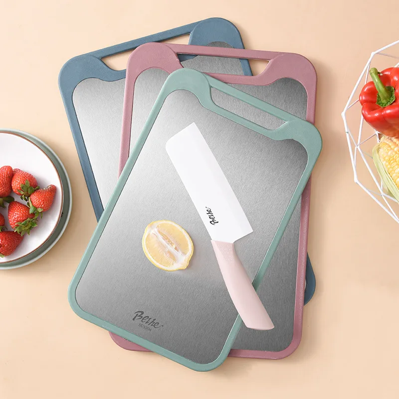 Stainless Steel Cutting Board, Double Sided Chopping Board, 304 Cutting Board, Non Slip Kitchen Board, Anti Mold Cutting Board