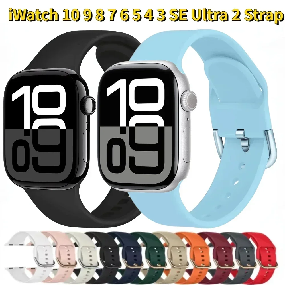 Silikonarmband für Apple Watch Ultra 3-2-1 49mm 11 10 46mm 42mm Armband iWatch 9 8 7 6 5 4 3 SE 45mm 41mm 44mm 40mm