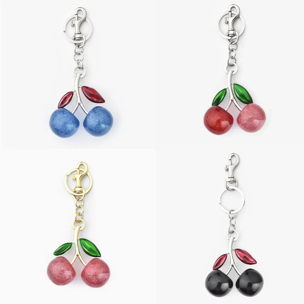 

Cherry keychain bag pendant, sparkling cherry bag decoration, multi-color fashionable car keychain pendant, bag pendant