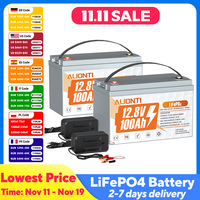 ALIONTI 2pcs Lifepo4 100Ah 12V Battery Lithium Battery with 100A BMS  Replaces AGM or Gel Battery for Motorhome Boat Camping RV
