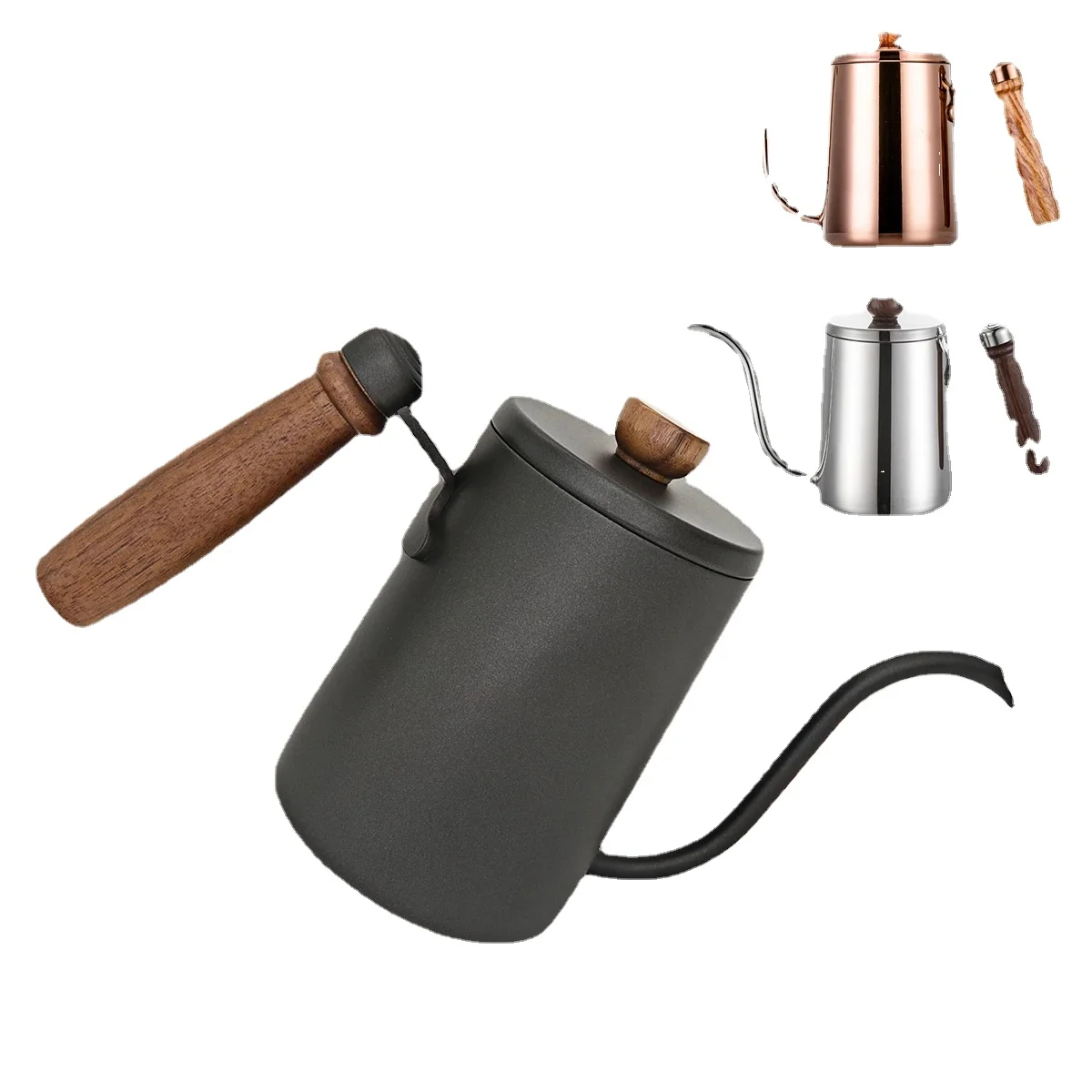 

Stainless steel manual drip kettle with thermometer, long narrow spout, manual drip kettle, pour over coffee pot, tea pot, coffe