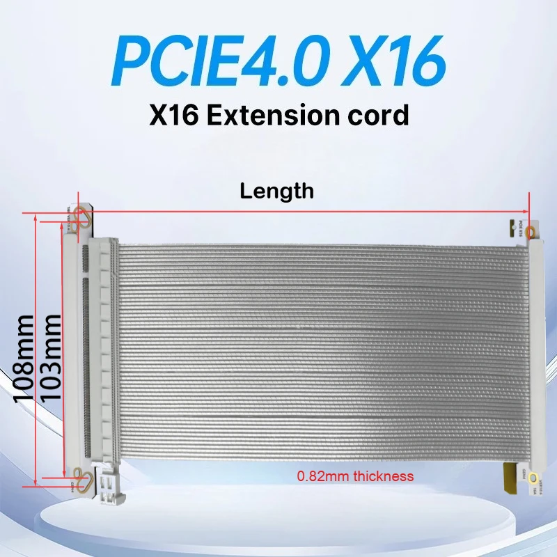 Double Reverse PCI-E x16 4.0 Graphics Card Extension Cable Full Speed Silver-Plated Cable with ITX A4 Chassis Mini Compact Cases