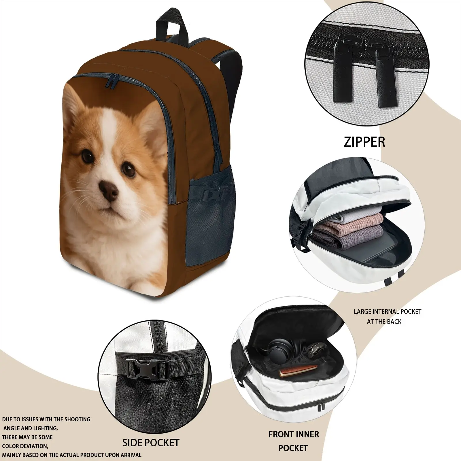 1pc Customizable Multi-Color Double Shoulder Bag with Multiple Compartments Laptop Bag Zipper Closure Commemorative Gift Item