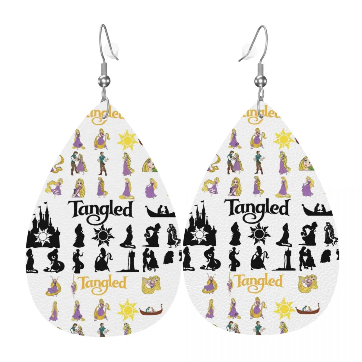 

Кожаные серьги-подвески с принтом принцессы Тangled, модные, забавные, для женщин, на День святого Валентина