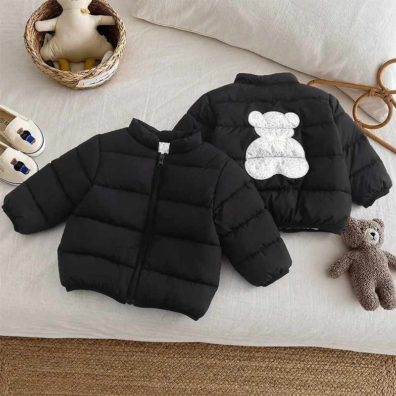 2026 New Children's Cotton Jacket Bear Double Sided Embroidered Outerwear Cotton Coat for Children Winter Warm Baby Cotton Coat