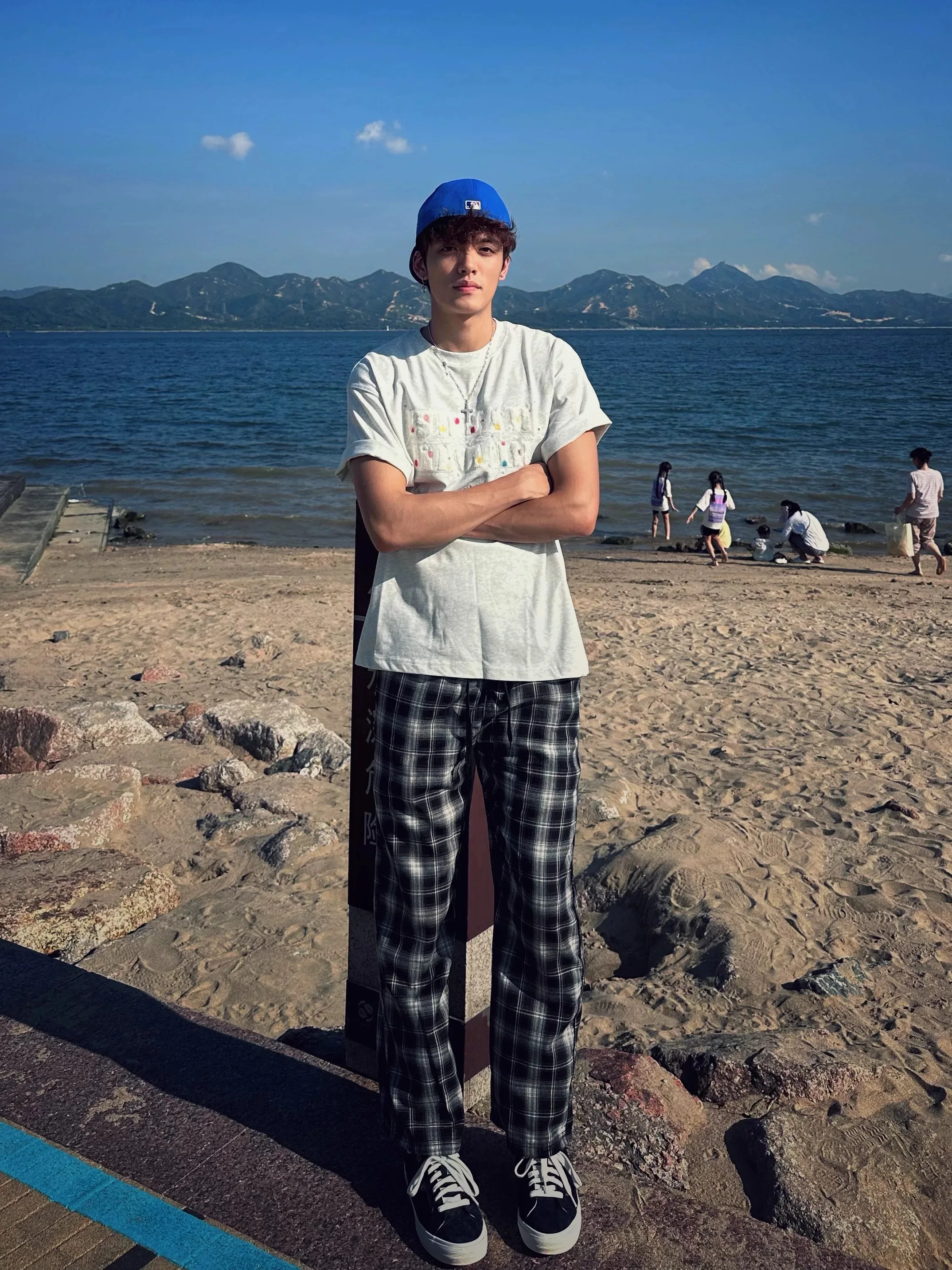 Plones Deportivos Hoados de Estilo Americano con Cintura Elástica y Estampado a Cuadros para Hombre, Plones Largos ...