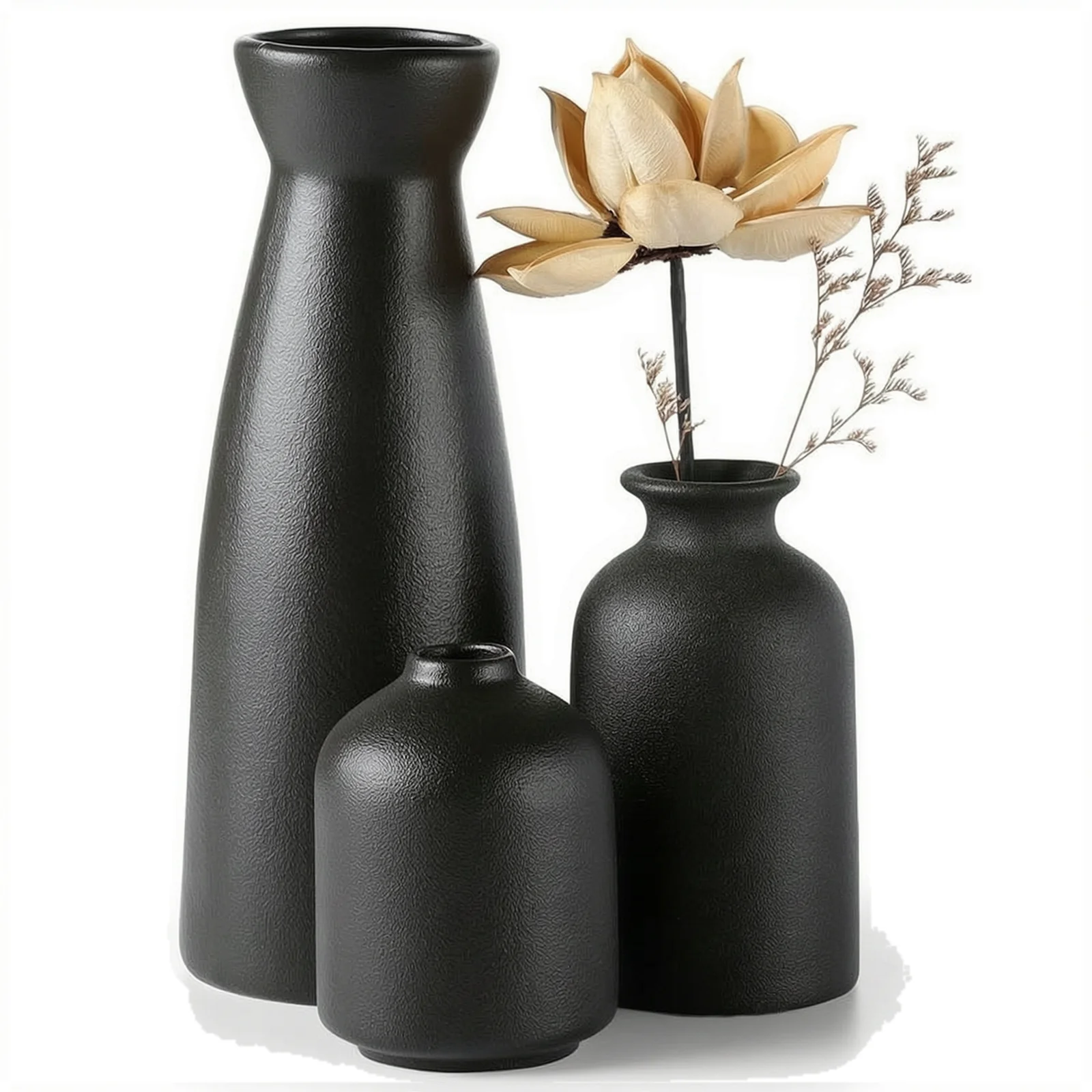 Stylish Travertine Vase Set With Mini Vase Boho Shelf Decor Fit All Decor Styles Jarrones Vases