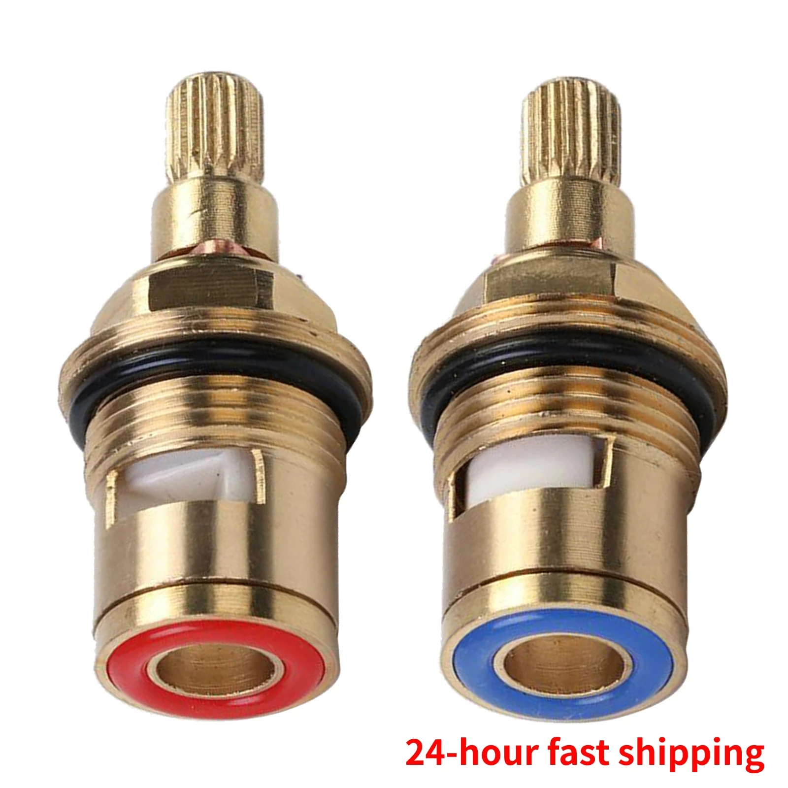 2pcs Universal Replacement Tap Valves Brass Ceramic Disc Cartridge Inner Faucet Valve for Bathroom, Clockwise or Anti-clockwise