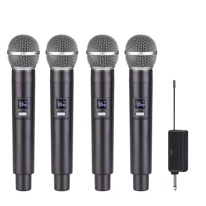 

Professional 1/4 Channels UHF Fixed Frequency Wireless Microphone Handheld Karaoke Microphone for Party Stage Performance Church