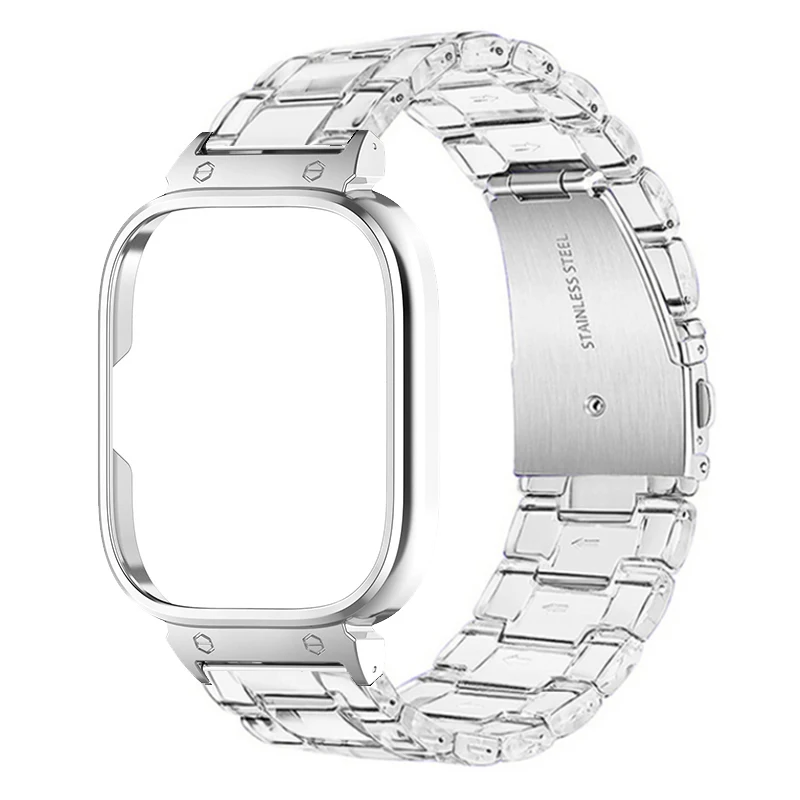 Band for Redmi Watch 4 Metal Shell Cover Bumper for Xiaomi Redmi Watch4 Strap Case Protector Clear Resin Plastic Bracelet Correa