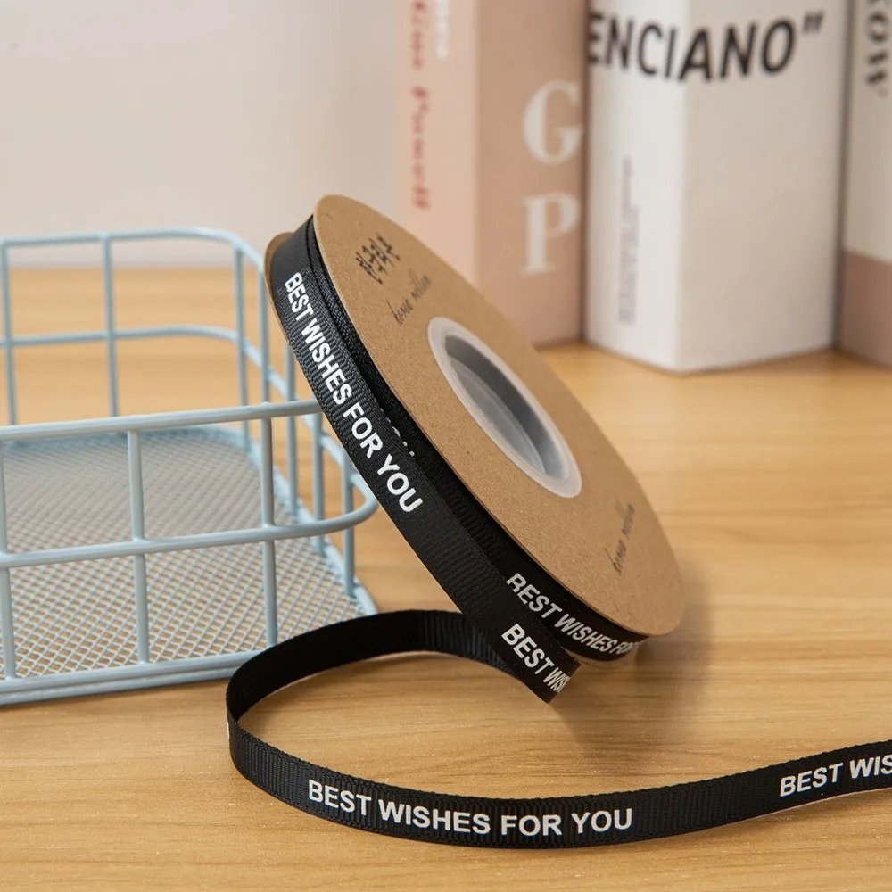 

New Printed Gift Packaging Ribbon Polyester Cotton Bowknot Gift Box Wrapping Ribbon DIY White Gift Decorative Ribbon Birthday